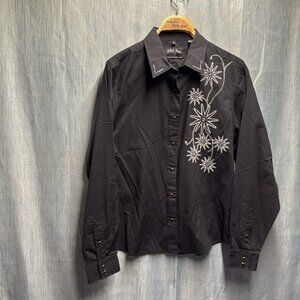 White horse collared western style button up shirt size large